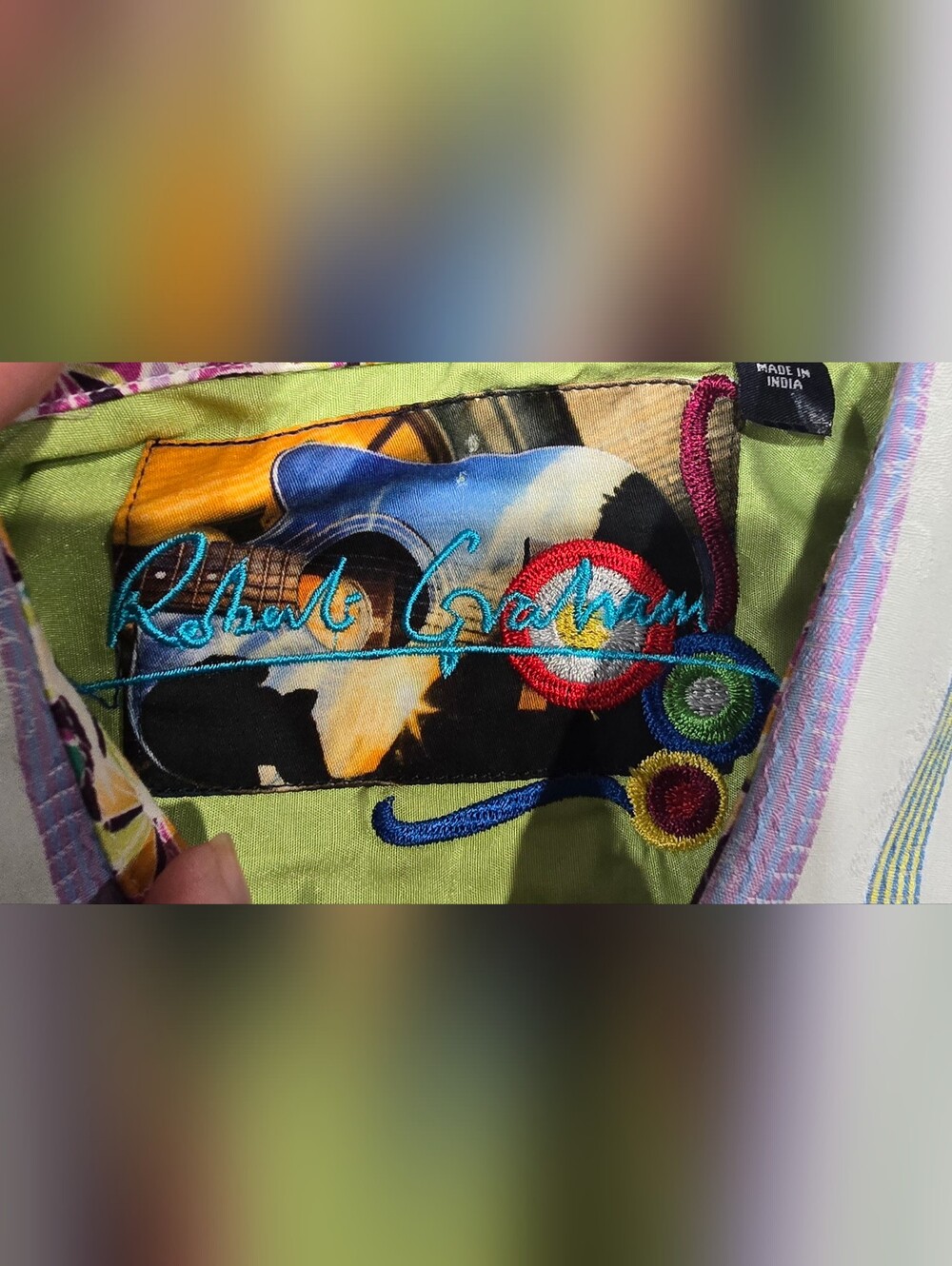 Robert Graham Embroidered Button Down Shirt In Poolside Size Large - Picture 10 of 12